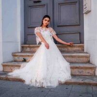 Bridal Skirt JULIE in embroidered floral lace ivory