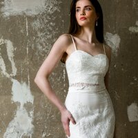 Bridal top HANNA from lace and silk satin