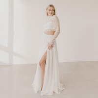 Bridal skirt AMANDA in chiffon l satin with slit