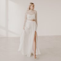 Bridal skirt AMANDA in chiffon l satin with slit