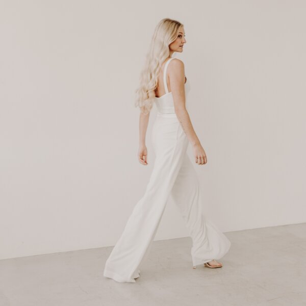 Bridal pant CELINE in silk chiffon l silk satin