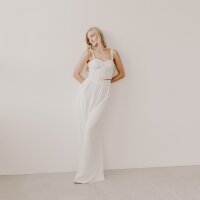 Bridal pant CELINE in silk chiffon l silk satin